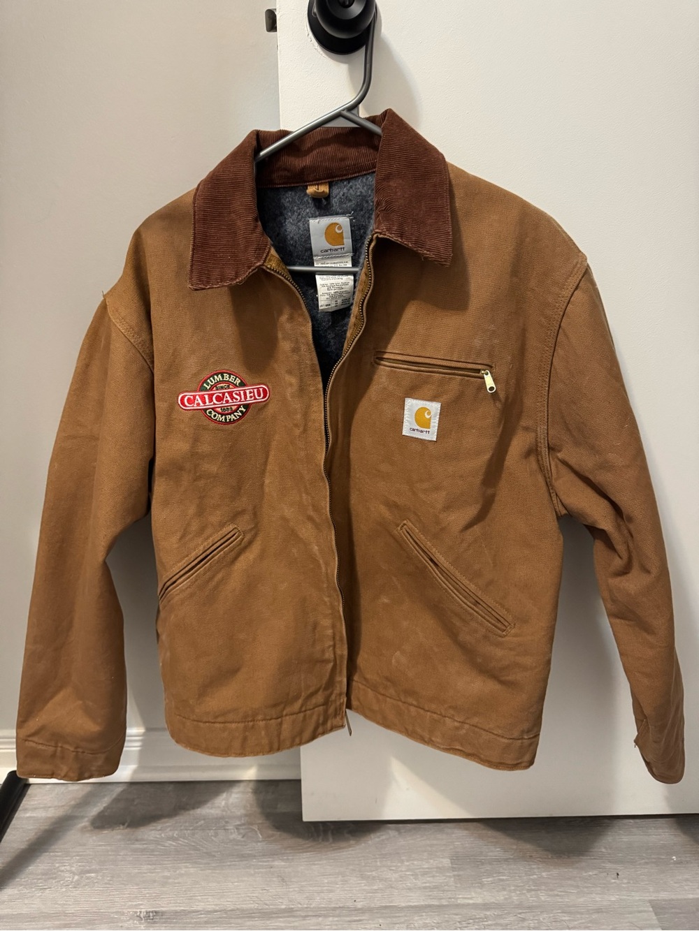 Carhartt Brown Canvas Jacket with Dark Brown Corduroy Collar